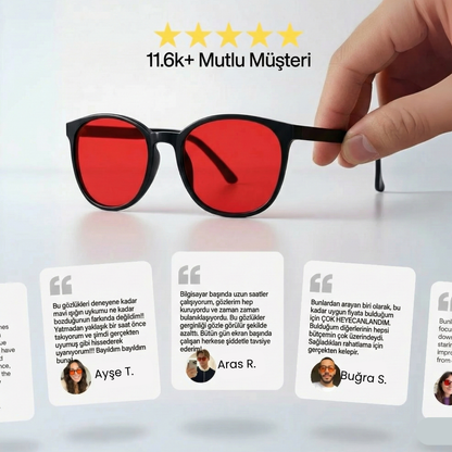 Unisex Kırmızı Lensli Mavi Işık Gözlüğü